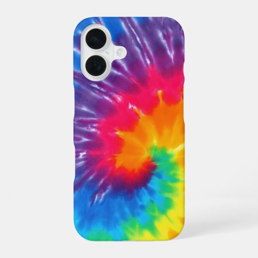 Neon Rainbow Retro Tie Dye Design iPhone 16ケース (裏面)