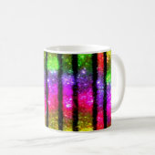 Neon Rainbow Shimmer Stripes コーヒーマグカップ (正面右)