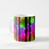 Neon Rainbow Shimmer Stripes コーヒーマグカップ (正面左)