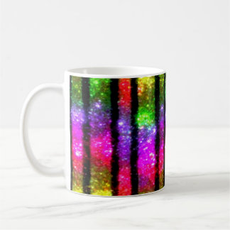 Neon Rainbow Shimmer Stripes コーヒーマグカップ