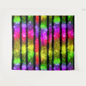 Neon Rainbow Shimmer Stripes タペストリー (正面(横))