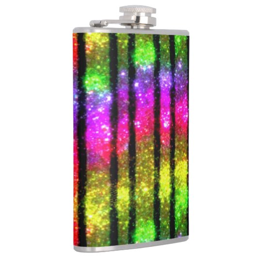Neon Rainbow Shimmer Stripes フラスク (右)