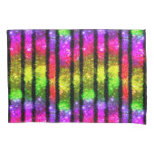 Neon Rainbow Shimmer Stripes 枕カバー (正面左)