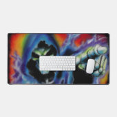 Neon Reaper Skull – Dark Fantasy Art デスクマット (キーボード&マウス)