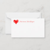 Neon Red Decorative Heart Chic Name Note Card ノートカード (正面)