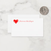 Neon Red Decorative Heart Chic Name Note Card ノートカード (正面/裏面インサイチュ)