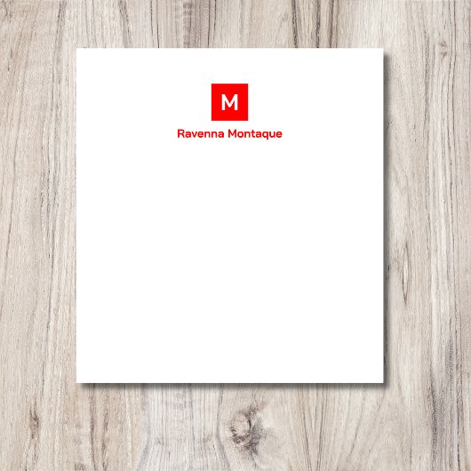 Neon Red Modern Chic Trendy Monogram Name  ノートパッド