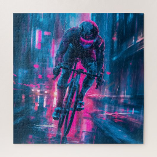 Neon Rennradfahrer ジグソーパズル (縦)