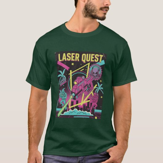 Neon Retro 90 Laser Space Battle gift Tシャツ (正面)