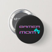 Neon Retro Gamer Mom 缶バッジ (正面&裏面)