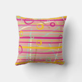“Neon Retro Lines & Circles Pattern” Throw Pillow クッション (裏面)
