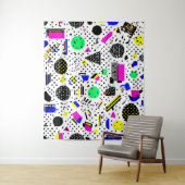 Neon Retro Memphis Geometric Chaos Pattern タペストリー (インサイチュ)