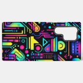 Neon Retro Tech Circuit Pattern Apple Samsung Case Galaxyケース (裏面横)
