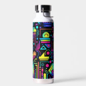 Neon Retro Tech Pattern Water Bottle or Tumbler ウォーターボトル (左面)