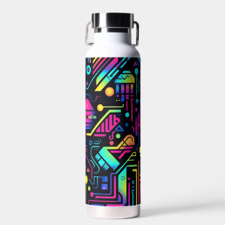 Neon Retro Tech Pattern Water Bottle or Tumbler ウォーターボトル