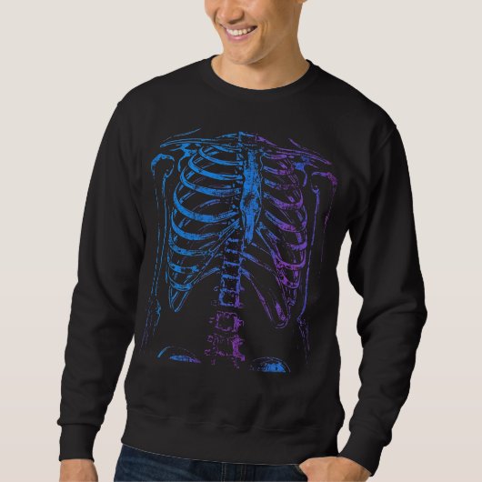 Neon Ribcage Skeleton Graphic Sweatshirt スウェットシャツ (正面)