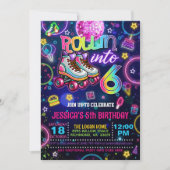 Neon Roller Skate 6th Birthday Invitation 招待状 (正面)