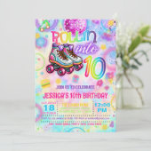 Neon Roller Tie Dye Skate 10th Birthday Invitation 招待状 (スタンド正面)