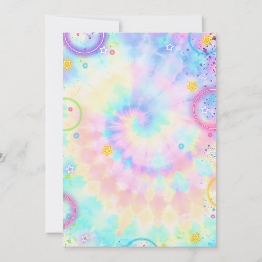 Neon Roller Tie Dye Skate 10th Birthday Invitation 招待状 (裏面)