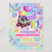 Neon Roller Tie Dye Skate 10th Birthday Invitation 招待状 (正面/裏面)