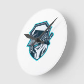 Neon Ronin: Shadow Blade Crest ラウンド壁時計 (傾斜)