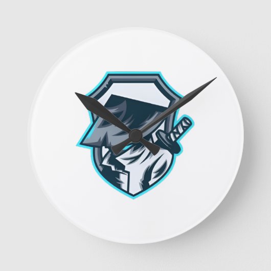 Neon Ronin: Shadow Blade Crest ラウンド壁時計 (正面)