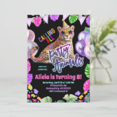 Neon Safari Leopard tween birthday invitation 招待状 (スタンド正面)