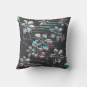 Neon Sakura Glitch – Futuristisches Blumenmuster クッション (裏面)