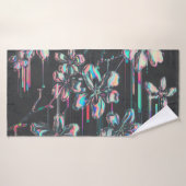 Neon Sakura Glitch – Futuristisches Blumenmuster バスタオル (バスタオル)