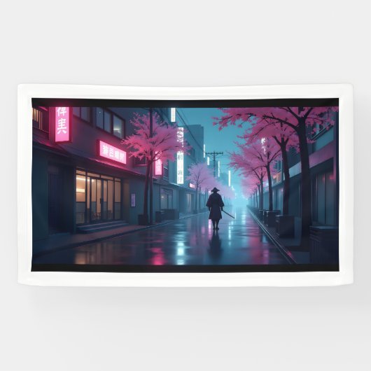 Neon Samurai Nights – Retro Anime Tokyo Art 横断幕 (横)