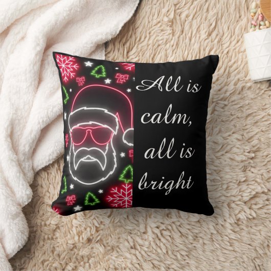 Neon Santa Glow Pillow クッション (ブランケット)