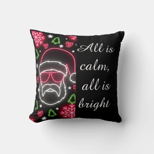 Neon Santa Glow Pillow クッション (正面)