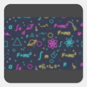 Neon Science & Math Formulas Pattern Sticker | Phy スクエアシール (正面)