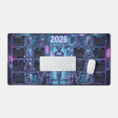 Neon Sentinel 2026 – Cyberpunk Android & Robo-Pets デスクマット (キーボード&マウス)