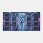 Neon Sentinel 2026 – Cyberpunk Android & Robo-Pets デスクマット (正面)