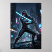 Neon Shadow Samurai Art Poster ポスター (正面)