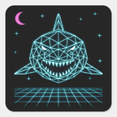 Neon Shark Synthwave - Retro Ocean Predator スクエアシール (正面)