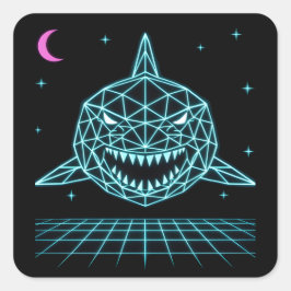 Neon Shark Synthwave - Retro Ocean Predator スクエアシール