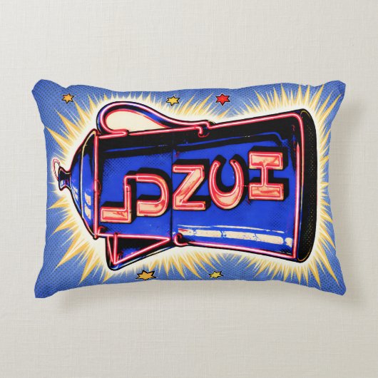 Neon Sign, Coffee Pot, Lunch, POP Art Style アクセントクッション (正面)