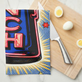 Neon Sign, Coffee Pot, Lunch, POP Art Style キッチンタオル (四つ折り)