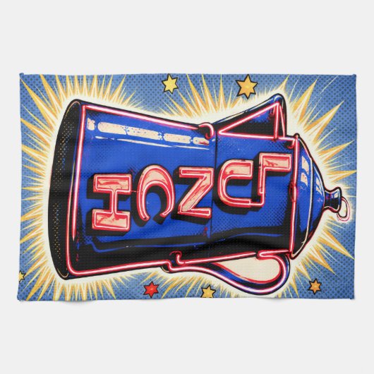 Neon Sign, Coffee Pot, Lunch, POP Art Style キッチンタオル (横)