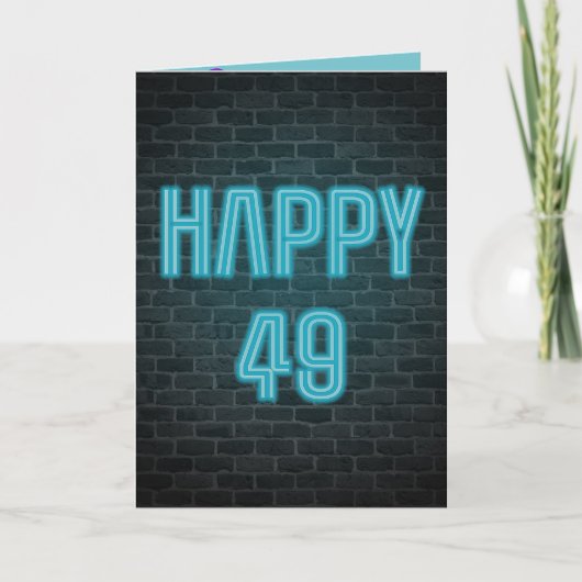 Neon sign on brick for 49th birthday カード (正面)