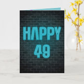 Neon sign on brick for 49th birthday カード (黄色い花)