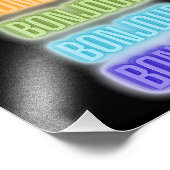 Neon Sign Style Bonjour Repeating Rainbow Print フォトプリント (角)