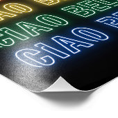 Neon Sign Style Ciao Bella Repeating Rainbow Print フォトプリント (角)