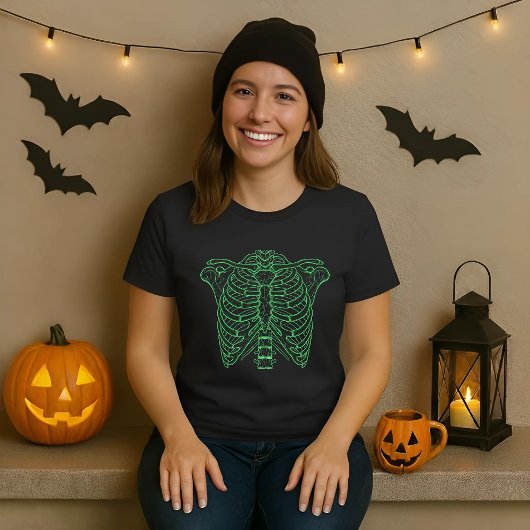 Neon Skeleton Ribcage Halloween Tシャツ