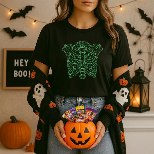 Neon Skeleton Ribcage Halloween Tシャツ