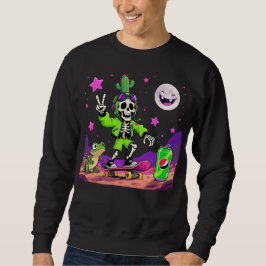 Neon Skeleton Skateboarder Rebel Cartoon スウェットシャツ