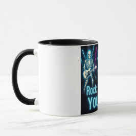 Neon Skeletons Rock Hard Halloween Mug マグカップ