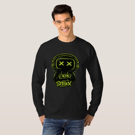 Neon Skull Gamer Graphic Long Sleeve T-Shirt Tシャツ (正面フル)